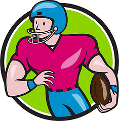 Image showing American Football Receiver Running Circle Cartoon