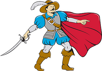 Image showing Musketeer Cape with Saber Cartoon