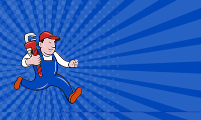 Image showing Business card Plumber With Monkey Wrench Cartoon