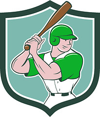 Image showing Baseball Player Batting Stance Shield Cartoon