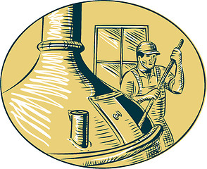 Image showing Brewmaster Brewer Brewing Beer Etching