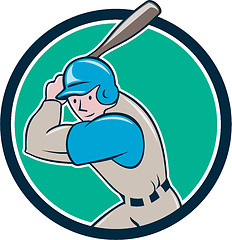 Image showing Baseball Player Batting Circle Cartoon