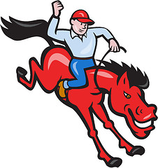 Image showing Rodeo Cowboy Riding Horse Isolated Cartoon