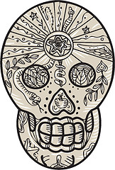 Image showing Sugar Skull Tattoo Etching