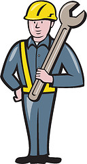 Image showing Construction Worker Spanner Isolated Cartoon