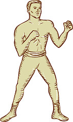 Image showing Vintage Boxer Pose Etching