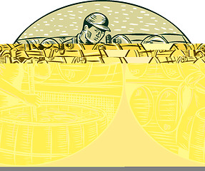 Image showing Brewer Brewing Beer Etching