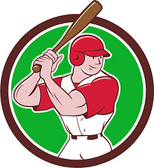 Image showing Baseball Player Batting Stance Circle Cartoon