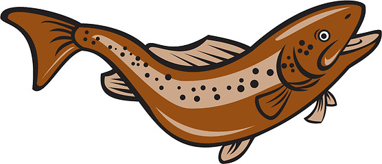 Image showing Brown Spotted Trout Jumping Cartoon