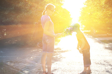 Image showing walking on sunrise