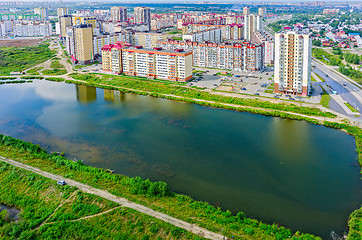 Image showing Bird eye view on Tura neighborhood. Tyumen. Russia