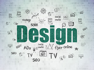 Image showing Advertising concept: Design on Digital Paper background