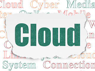 Image showing Cloud networking concept: Cloud on Torn Paper background
