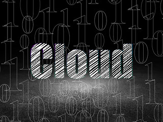 Image showing Cloud networking concept: Cloud in grunge dark room