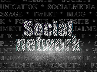 Image showing Social network concept: Social Network in grunge dark room