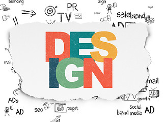 Image showing Advertising concept: Design on Torn Paper background