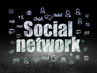 Image showing Social media concept: Social Network in grunge dark room