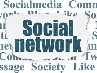 Image showing Social media concept: Social Network on Torn Paper background