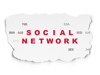 Image showing Social media concept: Social Network on Torn Paper background