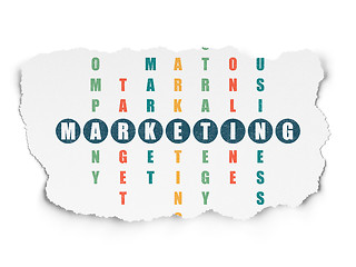 Image showing Advertising concept: word Marketing in solving Crossword Puzzle
