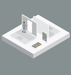Image showing Vector 3d Flat Isometric With Startup Concept