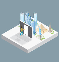 Image showing Vector 3d Flat Isometric With Internet Concept