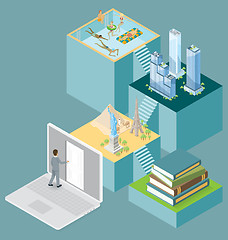 Image showing Vector 3d Flat Isometric With Internet Concept