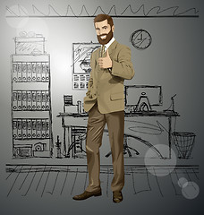 Image showing Vector Business Man With Beard Shows Well Done