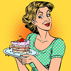 Image showing woman dessert cake