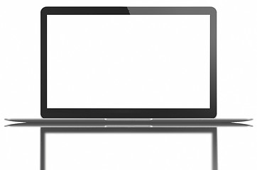 Image showing Silver Laptop with blank white screen