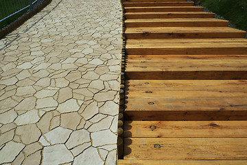 Image showing Stairs on swimming pool