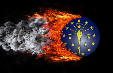 Image showing Flag with a trail of fire and smoke - Indiana