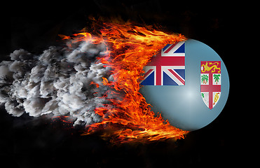 Image showing Flag with a trail of fire and smoke - Fiji