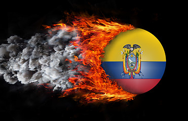 Image showing Flag with a trail of fire and smoke - Ecuador