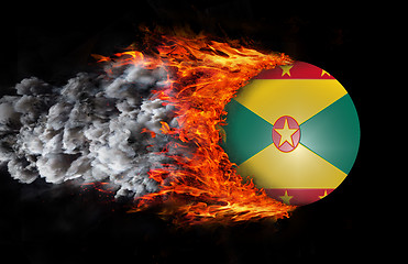 Image showing Flag with a trail of fire and smoke - Grenada