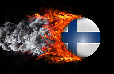 Image showing Flag with a trail of fire and smoke - Finland