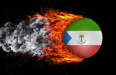 Image showing Flag with a trail of fire and smoke - Equatorial Guinea