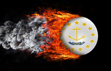 Image showing Flag with a trail of fire and smoke - Rhode Islands