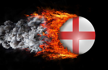 Image showing Flag with a trail of fire and smoke - England