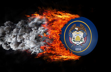 Image showing Flag with a trail of fire and smoke - Utah