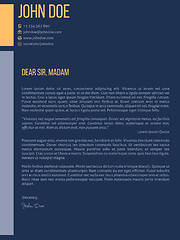 Image showing Simplistic cover letter cv resume template design in dark blue