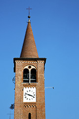 Image showing busto arsizio    the   wall  and church tower bell sunny day 