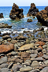 Image showing hervideros   in white coast lanzarote    