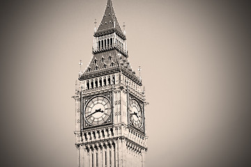 Image showing london big ben and historical old construction england  aged cit