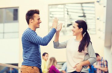 Image showing group of smiling students outdoors