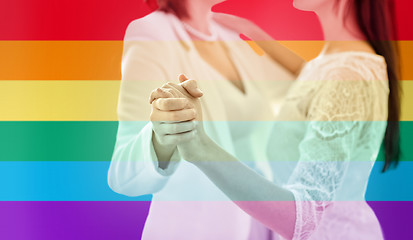 Image showing close up of happy married lesbian couple dancing