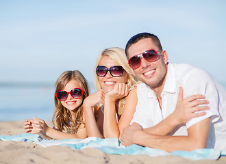 Image showing happy family on the beach