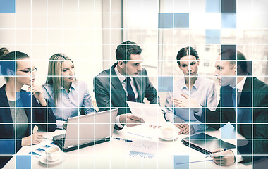 Image showing business team with laptop having discussion