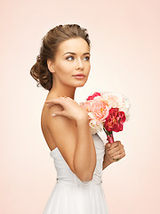 Image showing woman with bouquet of flowers