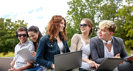 Image showing students or teenagers with laptop computers